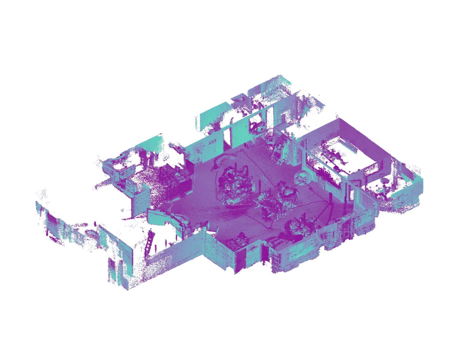 Raw laser scan point cloud of a floor plate